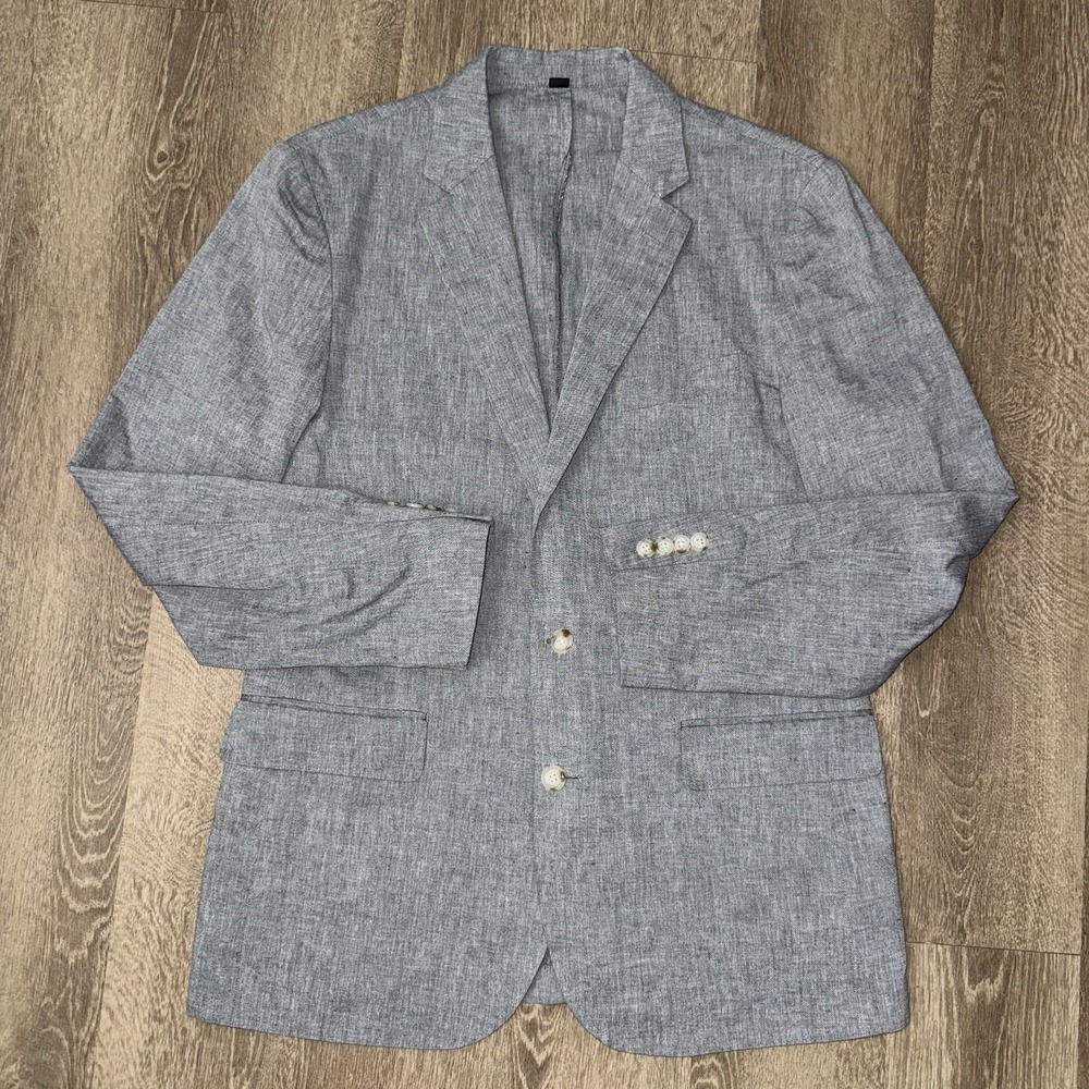 J Crew Ludlow Somelos Unstructured Linen Cotton Blazer Men's 40R Slim Grey